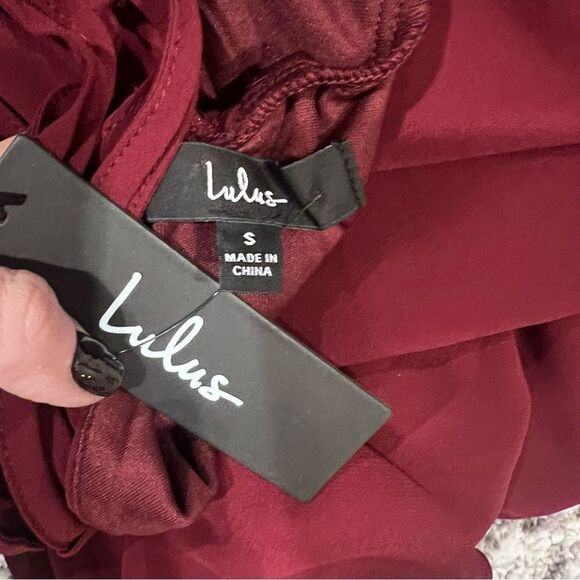 NWT LuLus Event Ready Burgundy Backless Lace-Up Maxi Dress size small - Picture 11 of 11
